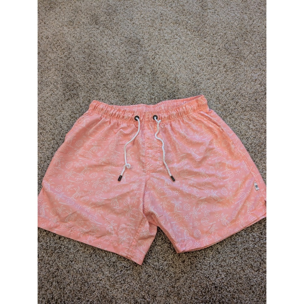 Binky Bro Mens Pink Palm Tree Print Swim Trunks Size Large Tropical Board Shorts